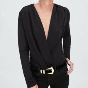 Zara~Body suit~Deep V-Neck~ M~Long sleeve